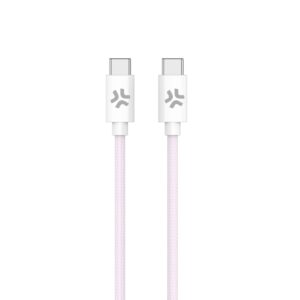 Cavo USB-C Celly 60W Power Delivery 1.5m Intrecciato Cotone Rosa