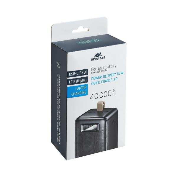 Power Bank Rivacase 40000 mAh LCD PD 65W per Laptop