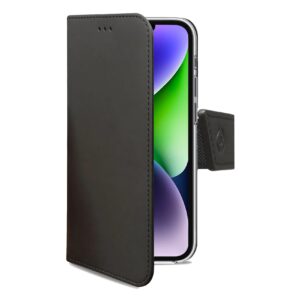 Custodia Celly Wally per iPhone 14 Plus in Similpelle Nero