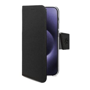 Custodia Celly Wally per iPhone 16 Pro Max in Similpelle Nero