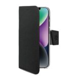 Custodia Celly Wally per iPhone 16e in Similpelle Nero