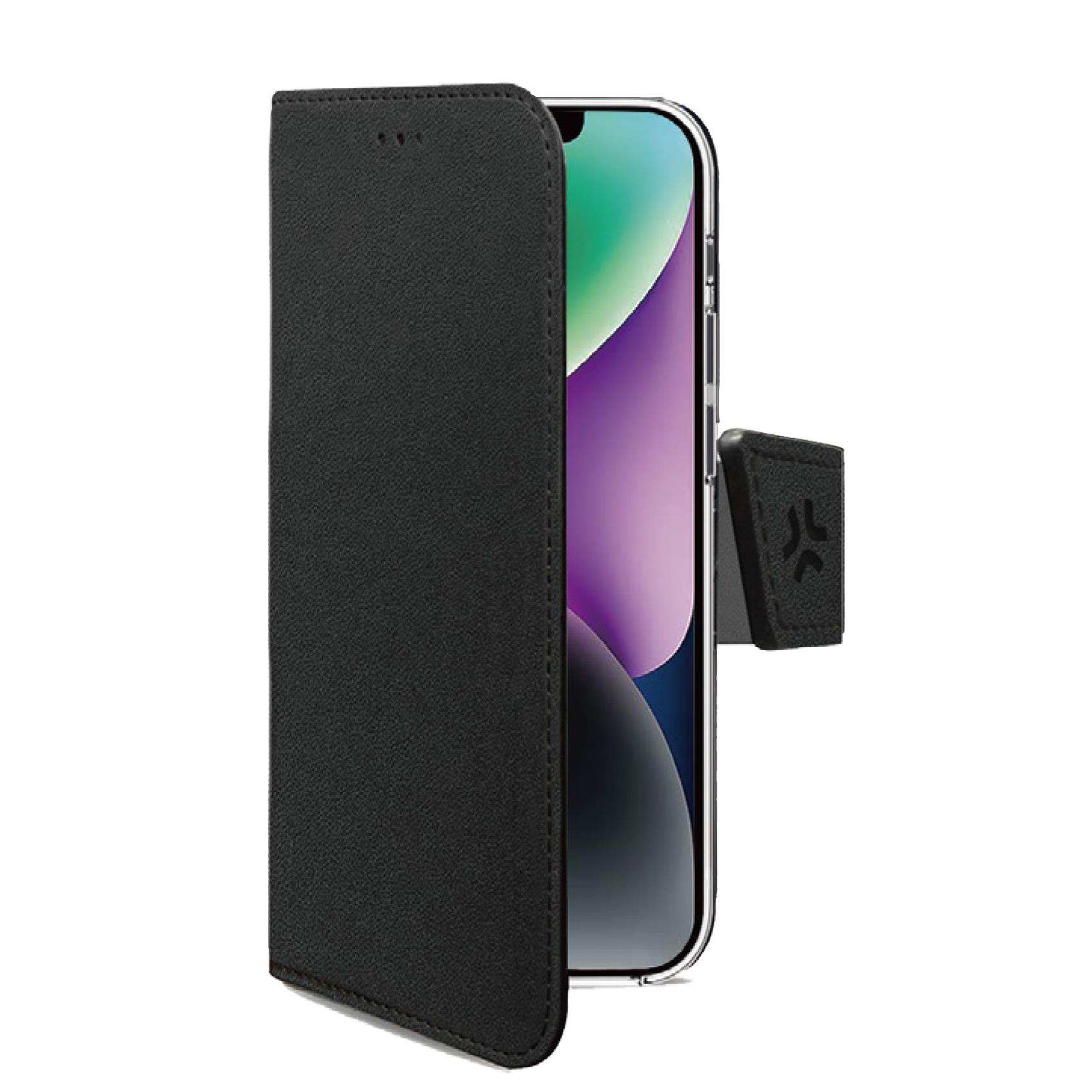 Custodia Celly Wally per iPhone 16e in Similpelle Nero