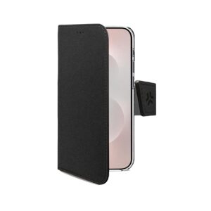 Custodia Smartphone Celly Wally per Samsung Galaxy S25 Edge in Similpelle Nera