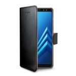 Custodia Smartphone Celly Wally per Samsung Galaxy A8+ 2018 Similpelle Nero