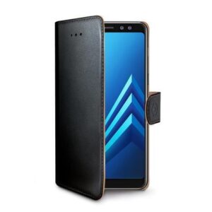 Custodia Smartphone Celly Wally per Samsung Galaxy A8+ 2018 Similpelle Nero