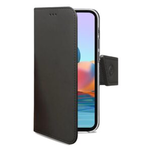 Custodia Smartphone Celly Wally per Xiaomi Redmi Note 10 Pro Nero Similpelle