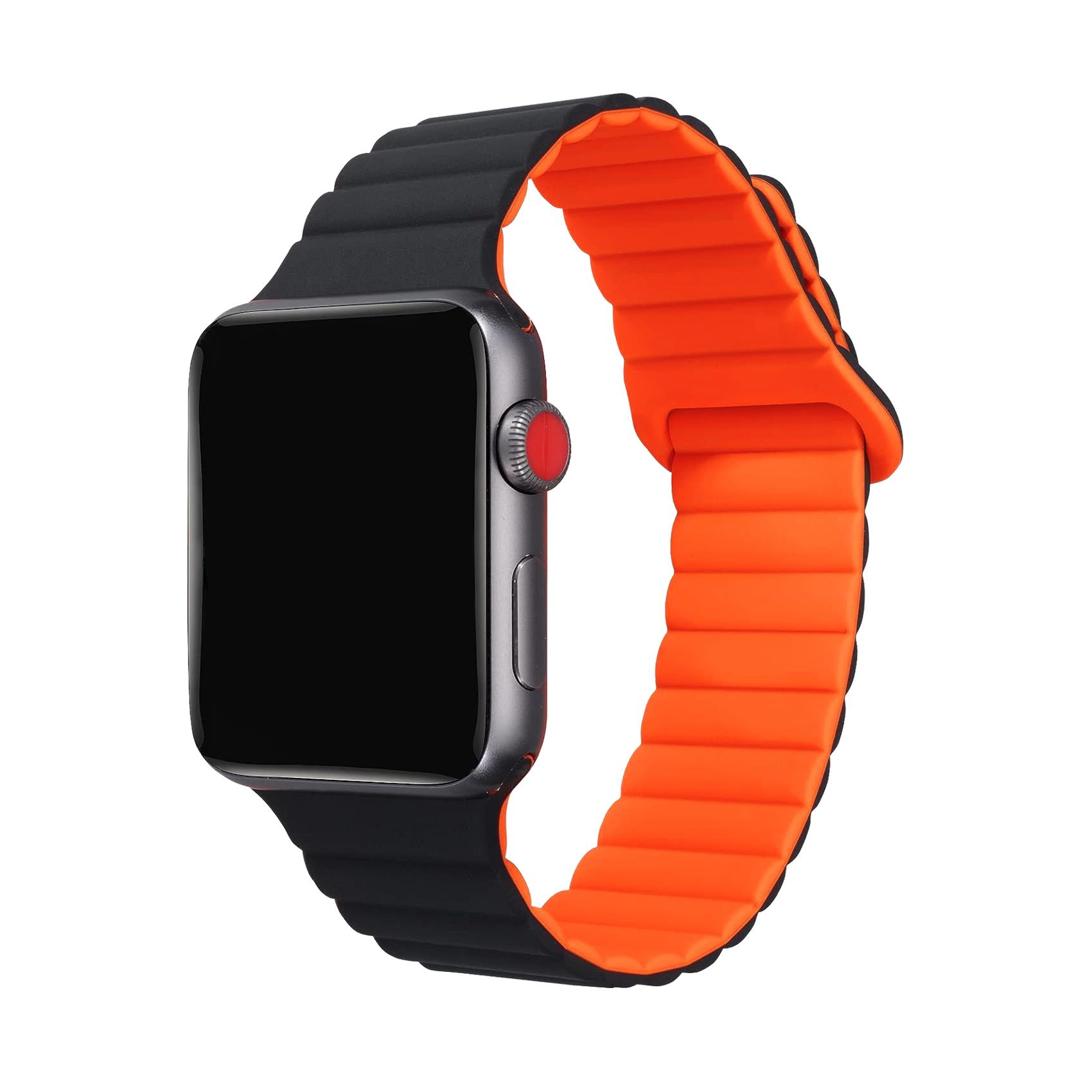 Cinturino Celly WBANDMAG per Apple Watch 42/44/45mm Silicona Nero/Arancione