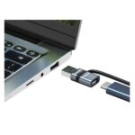 Adattatore USB-A 3.0 a USB-C Hamlet XAD-LCF-AM con Fermacavo