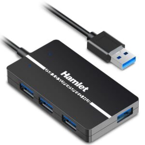 Hub USB 3.0 Hamlet XHUB-04U3 4 Porte Slim Autoalimentato Nero