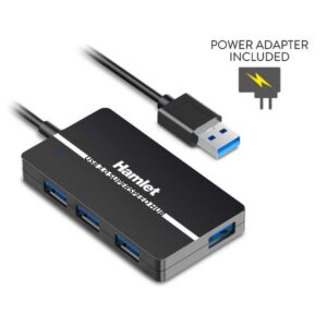 Hub USB 3.0 Hamlet XHUB-04U3P Slim 4 Porte 5Gbps con Alimentatore