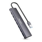 Hub USB 3.0 Hamlet XHUB-07A3 7 Porte Alimentato Grigio