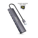 Hub USB 3.0 Hamlet XHUB-07A3P 7 Porte Alimentato Grigio