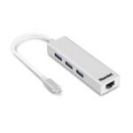 Hub USB-C Hamlet XHUB331TCL 3 Porte USB 3.0 + LAN Gigabit Grigio