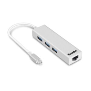 Hub USB-C Hamlet XHUB331TCL 3 Porte USB 3.0 + LAN Gigabit Grigio