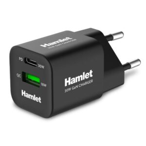 Alimentatore GaN Hamlet XPDC-G3018Q 30W PD USB-C USB-A Quick Charge