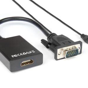 Adattatore VGA Maschio a HDMI Femmina Hamlet con Audio 3.5mm