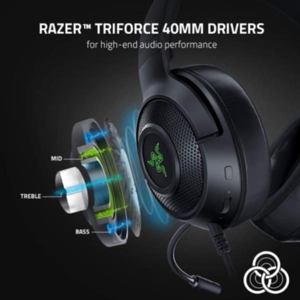 Cuffie Gaming Razer Kraken V3 X USB con Microfono e Noise Canceling - immagine 6
