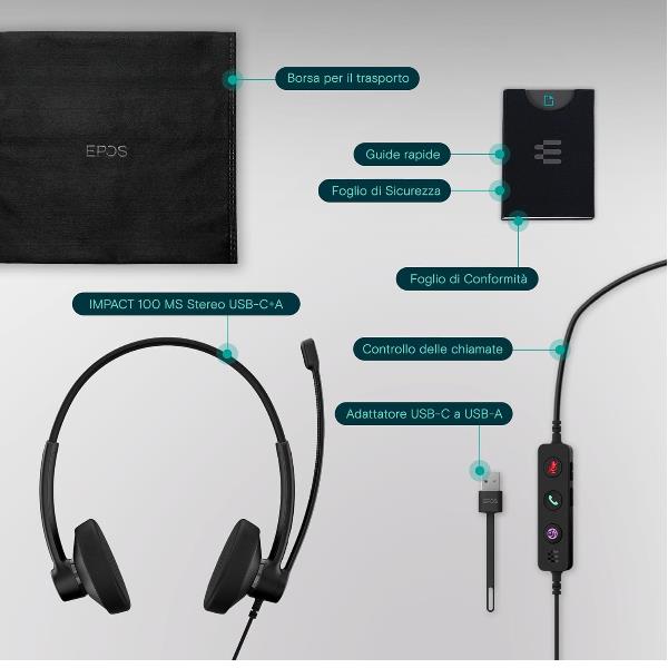 Cuffie da Ufficio Epos IMPACT 100 MS Mono USB-C/A con Noise Canceling - immagine 4