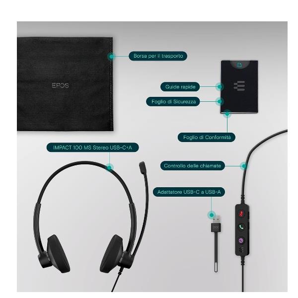 Cuffie da Gaming Epos IMPACT 100 MS DUO USB-C/A con Microfono e Noise Canceling - immagine 2
