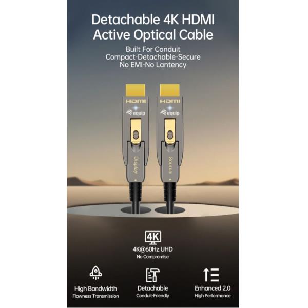 Cavo HDMI 2.0 Equip Ottico Attivo 4K/60Hz 20 Metri Staccabile - immagine 5