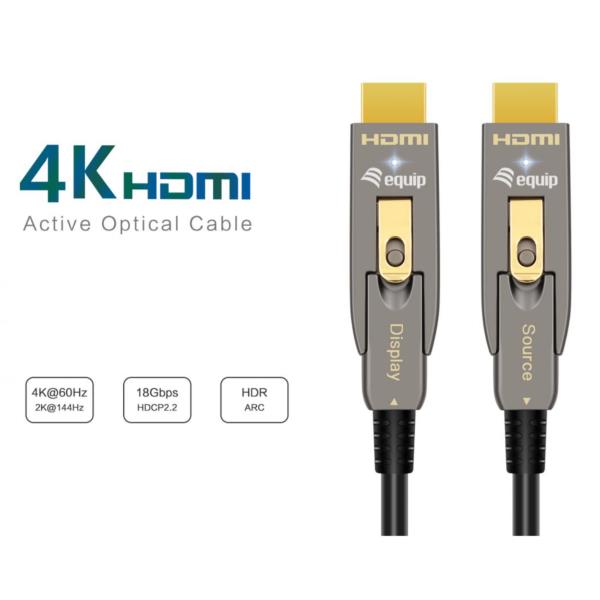 Cavo HDMI 2.0 Equip Ottico Attivo 4K 60Hz 30 Metri Staccabile - immagine 7