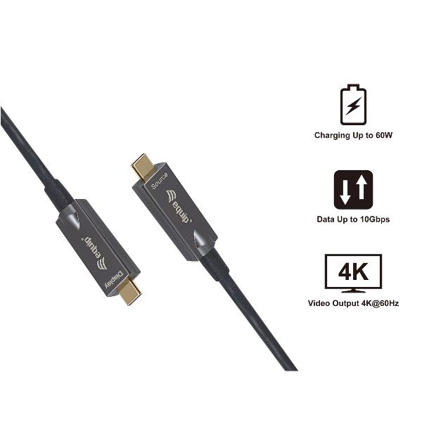Cavo USB-C Ottico Attivo Equip 5m 4K/60Hz PD 60W 10Gbps - immagine 2