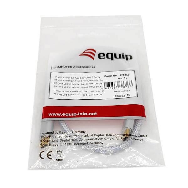 Cavo USB-C EQUIP 0.5m PD100W 4K/60Hz 10Gbps Bianco - immagine 2