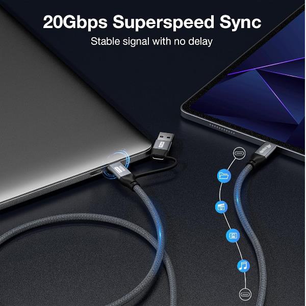 Cavo USB-C 2 in 1 EQUIP 3m PD100W 4K/60Hz 20Gbps - immagine 7