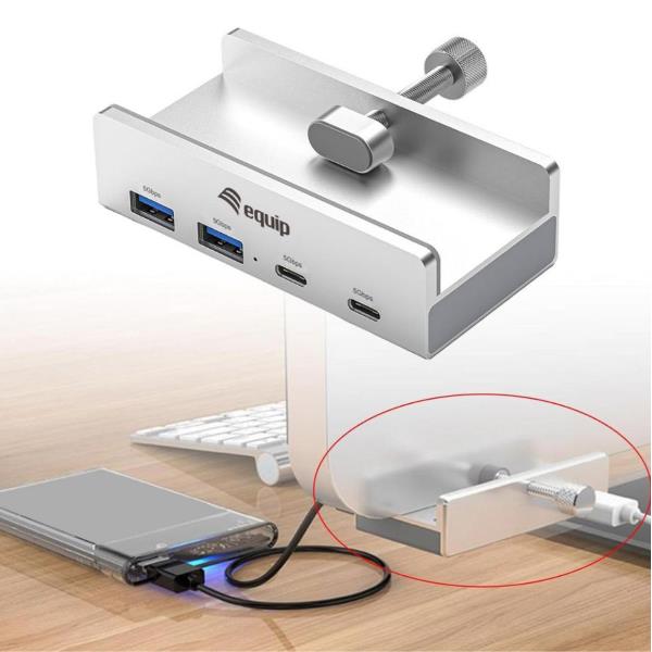 Hub USB Equip 4 Porte USB 3.2 5Gbps con Morsetto - immagine 3