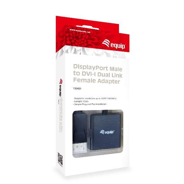 Adattatore DisplayPort Maschio a DVI-I Dual Link Femmina Equip Nero - immagine 4