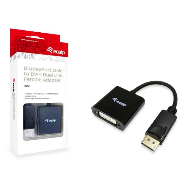 Adattatore DisplayPort Maschio a DVI-I Dual Link Femmina Equip Nero - immagine 6