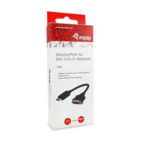 Adattatore DisplayPort a DVI-I EQUIP 24+5 Pin Maschio/Maschio Nero - immagine 5