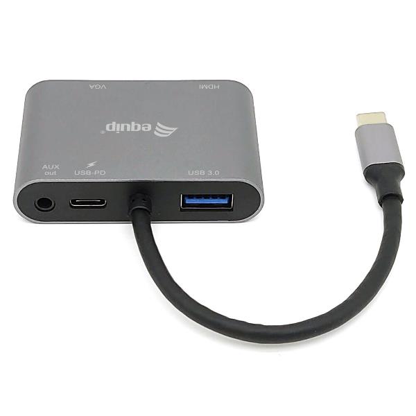 Adattatore USB-C 5 in 1 Equip HDMI 4K VGA PD 100W USB 3.0 - immagine 5