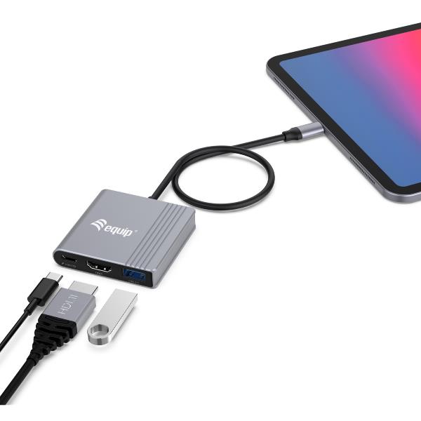 Adattatore USB-C 3 in 1 Equip HDMI 4K 60Hz USB-A PD 100W - immagine 3