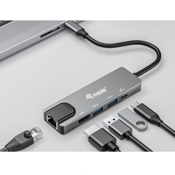 Adattatore USB-C 5 in 1 Equip HDMI 4K Gigabit LAN PD 100W - immagine 9