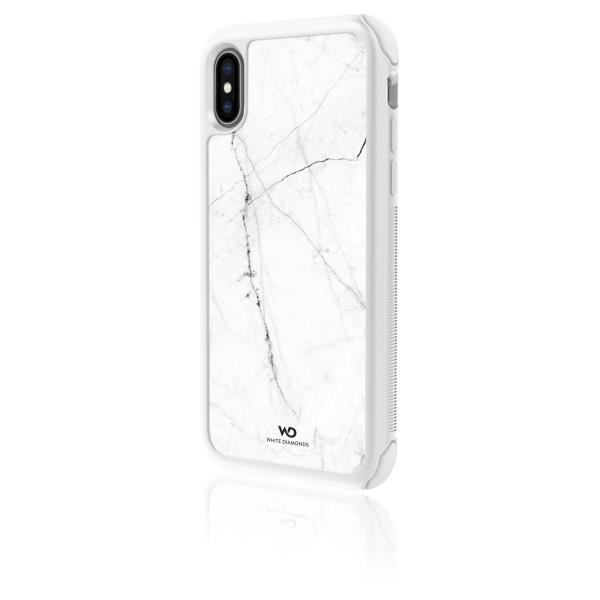 Cover iPhone Xs/X White Diamonds TPU e Vetro Bianca - immagine 3