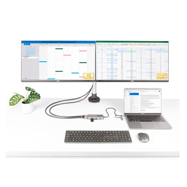 Docking Station Startech USB-C 2x HDMI 3x USB-A Grigio Alluminio - immagine 3