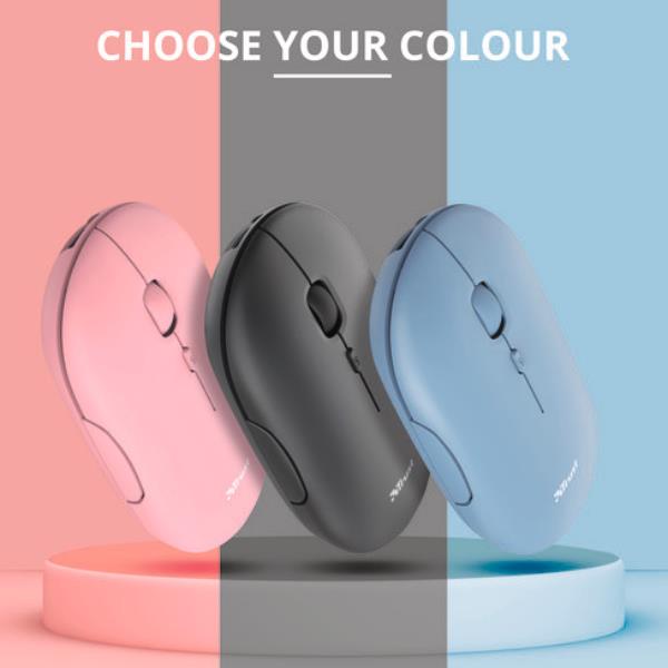 Mouse Wireless Trust Puck Ricaricabile Bluetooth 2.4GHz Ultrasottile Silent 1600DPI Nero - immagine 2