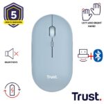Mouse Wireless Trust Puck Ultra Sottile Ricaricabile Bluetooth e 2.4GHz Silent Blu