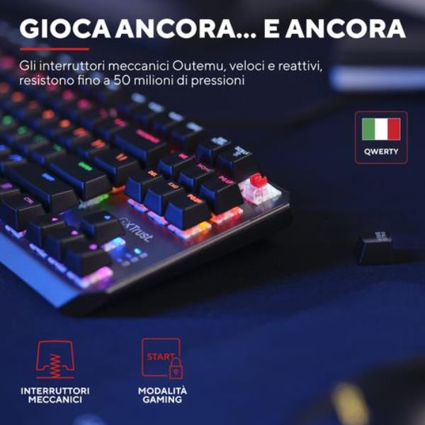 Tastiera Gaming Trust GXT834 Callaz TKL Meccanica Rainbow Layout IT - immagine 4