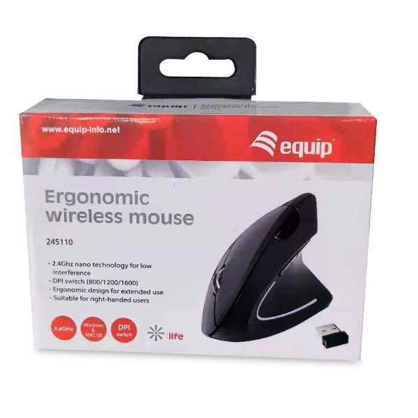 Mouse Wireless Ergonomico Verticale Equip 1600 DPI Nero - immagine 5
