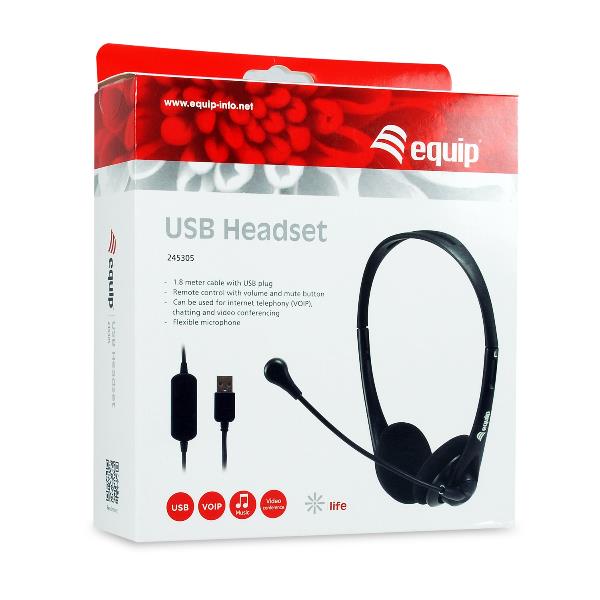 Cuffia Stereo USB EQUIP con Microfono e Controllo Volume - immagine 3