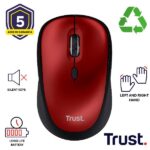 Mouse Wireless Trust YVI+ Rosso Silenzioso Riciclabile