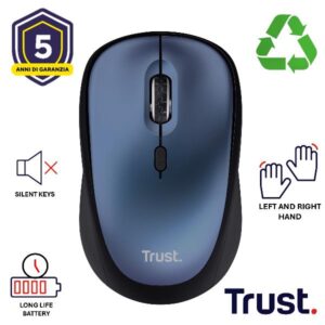 Mouse Wireless Trust YVI+ Silenzioso Grigio Riciclabile