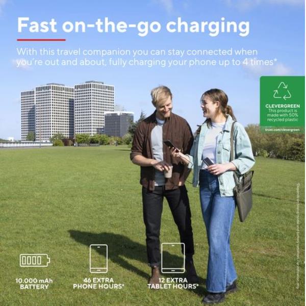 Power Bank Trust Primo 10000 mAh Ultrasottile Riciclato Nero - immagine 5