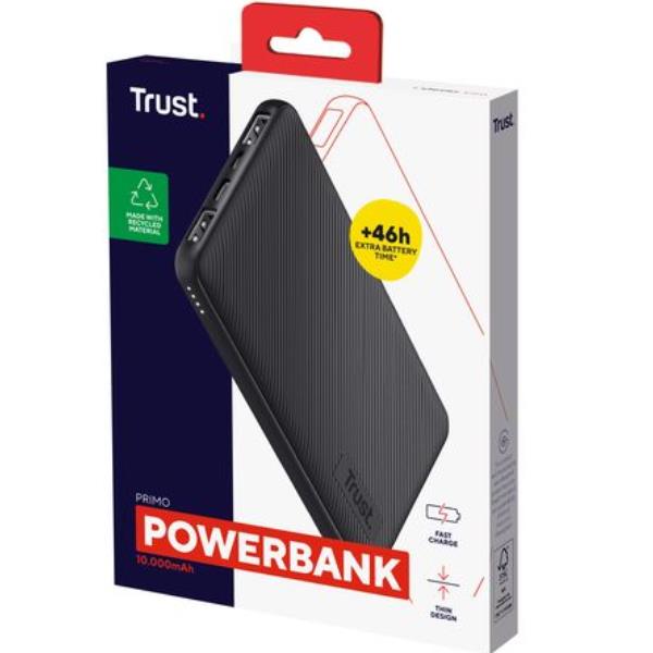 Power Bank Trust Primo 10000 mAh Ultrasottile Riciclato Nero - immagine 6