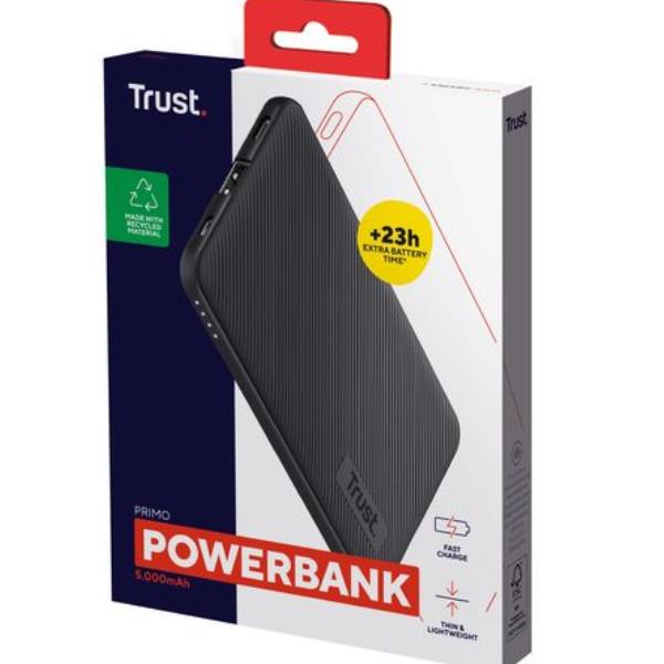Power Bank Trust Primo 5000mAh Ultrasottile Riciclato Nero - immagine 7