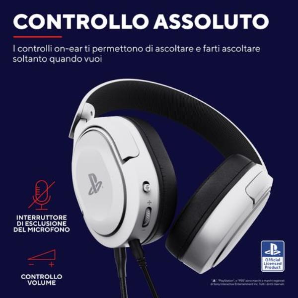Cuffie Gaming Trust GXT 498 Forta per PlayStation, Microfono Integrato, Bianco - immagine 2