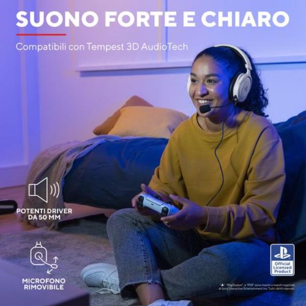 Cuffie Gaming Trust GXT 498 Forta per PlayStation, Microfono Integrato, Bianco - immagine 10