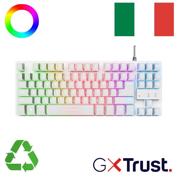 Tastiera Gaming Trust GXT833W Thado TKL Compatta Cablata Illuminata Bianco - immagine 3